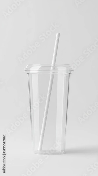 Obraz Clear Plastic Cup with Straw