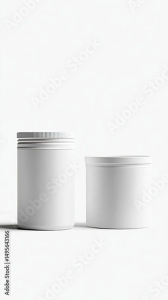 Obraz Two White Containers on White Background