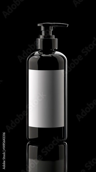 Obraz Black Pump Bottle with Blank Label Mockup