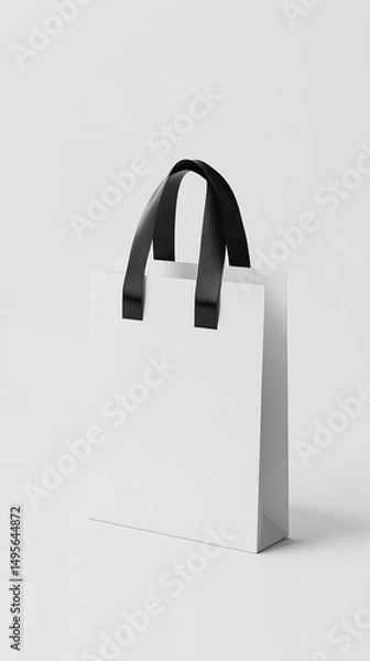 Obraz White Shopping Bag with Black Handles