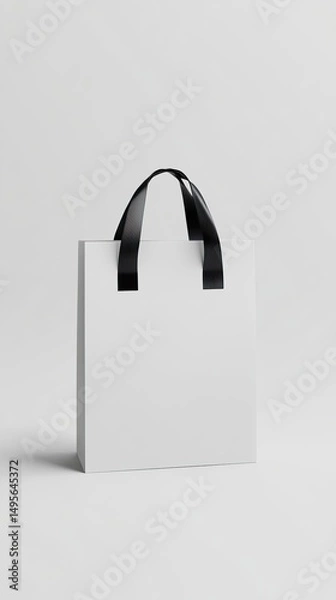 Obraz White Shopping Bag with Black Handles