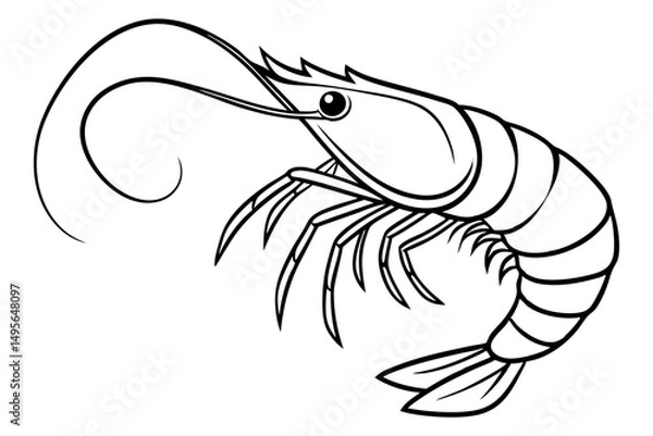 Fototapeta Minimal shrimp sketch in continuous line style