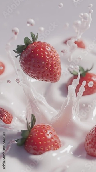 Obraz Strawberries in Milk Splash