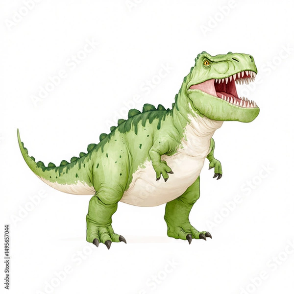 Fototapeta Explore a vibrant T-Rex in a fantastical setting showcasing creativity and adventure.