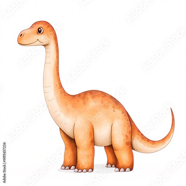 Fototapeta A cheerful dinosaur character created in a vibrant playful digital art style.