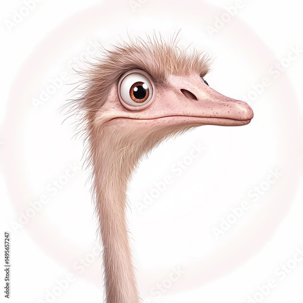 Fototapeta A stunning close-up portrait of an ostrich showcasing its unique features.