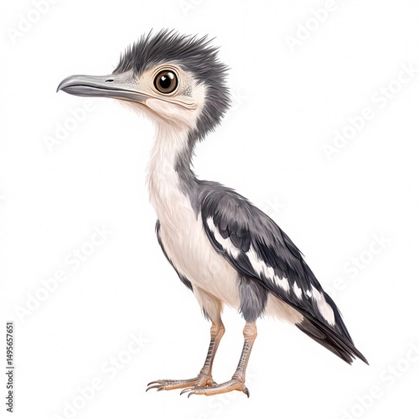 Fototapeta A young bird showcasing striking features poses for a detailed artistic portrait.