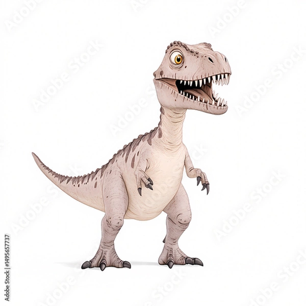 Fototapeta A playful animated dinosaur character in a whimsical art style showcasing its charming features.