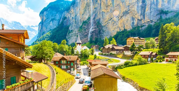 Obraz Lauterbrunnen village in Swiss Alps, Switzerland