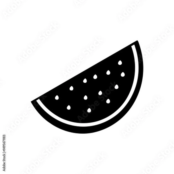 Fototapeta slice of watermelon with seeds   summer snack icon 