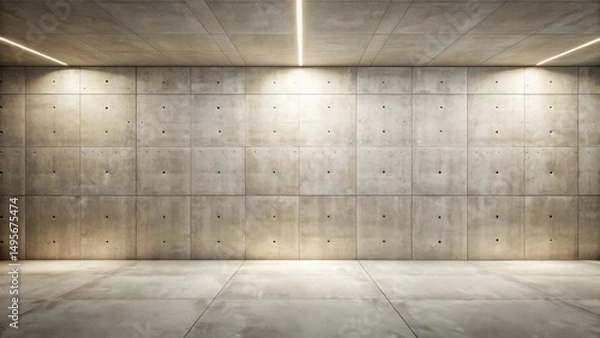 Fototapeta Empty Room with Concrete Walls and Subtle Lighting for Modern Design