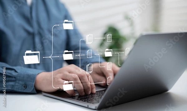 Obraz Digital Folder Management System on Laptop Interface