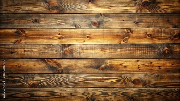 Obraz Rustic Wooden Planks A Textured Background of Aged, Horizontal, Brown Wood Panels with Knots and Grain Detail