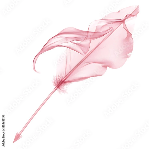 Fototapeta Artistic Arrow with Graceful Motion in Soft Rose Isolated on Transparent Background