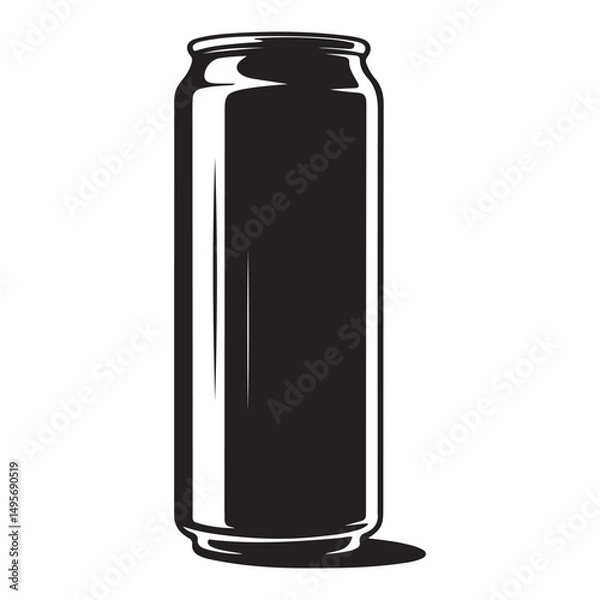 Obraz Energy drink can silhouette vector illustration. Vector black silhouette. with white background