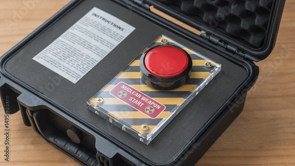 Fototapeta conception of the suitcase containing the nuclear bomb activator button