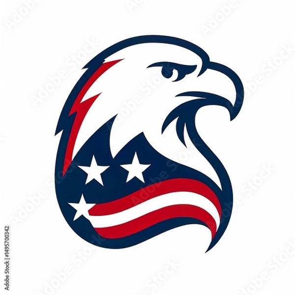 Fototapeta Patriotic Eagle Head with American Flag Elements