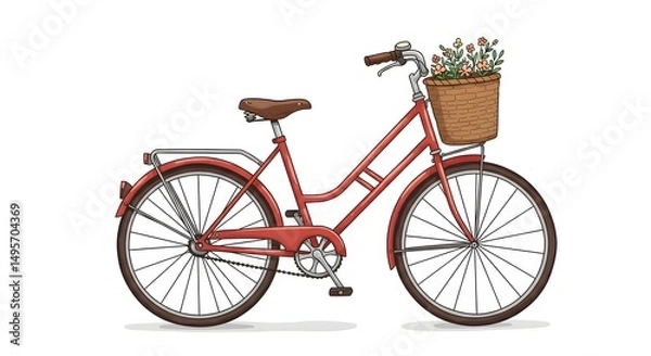 Obraz Vintage cycling transport, an old red retro bicycle isolated on a white background