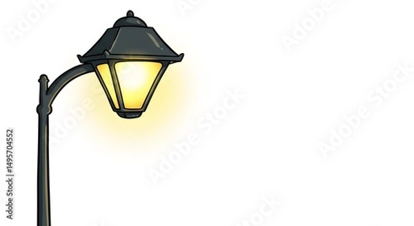 Obraz Vintage old street lamp with glowing light on a black background