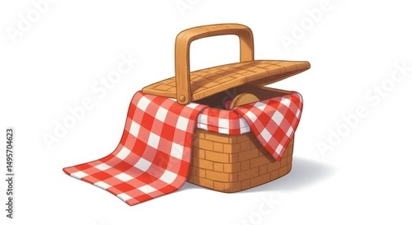 Obraz Red travel picnics basket isolated on white
