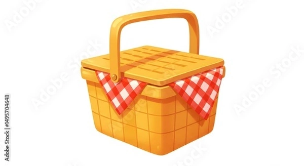 Obraz A woven basket for picnics isolated in white