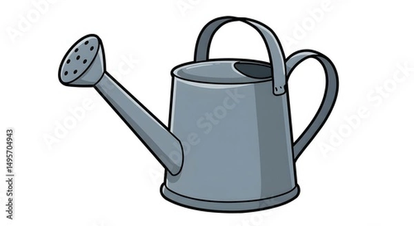Obraz Old metal watering can isolated on white, a vintage gardening tool
