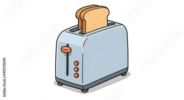 Obraz Electric toaster with bread and toast isolated on white background