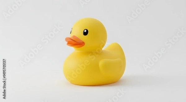 Obraz Yellow plastic toy rubber duck on white background
