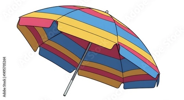 Obraz Colorful open umbrella on white background for rain or sun protection