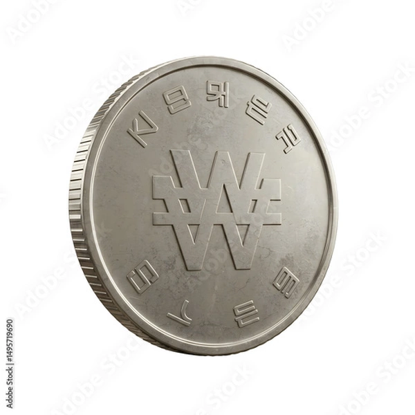 Fototapeta 古びた韓国硬貨 質感 アップ写真