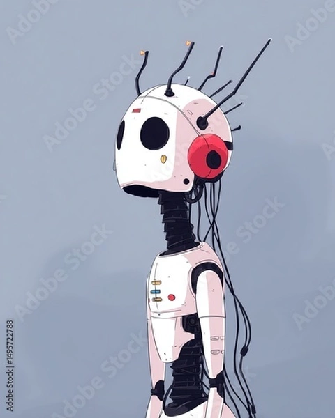 Fototapeta  Friendly White Robot with Details 