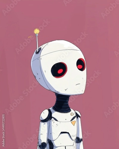 Fototapeta  Friendly White Robot with Details 