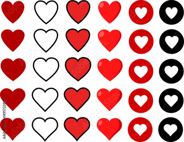 Fototapeta Heart Icons Set Vector Illustration Transparent Png for Love Branding Designs
