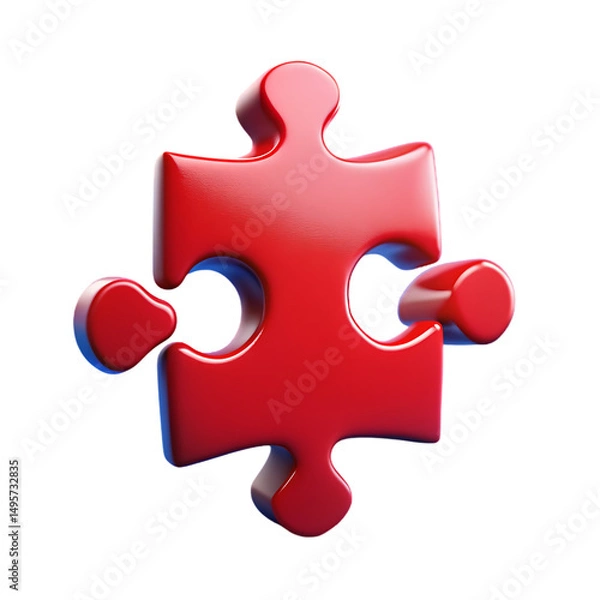 Fototapeta Red Puzzle Piece: Solution & Teamwork