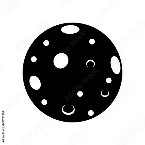 Fototapeta A simple black and white illustration of a moon with craters