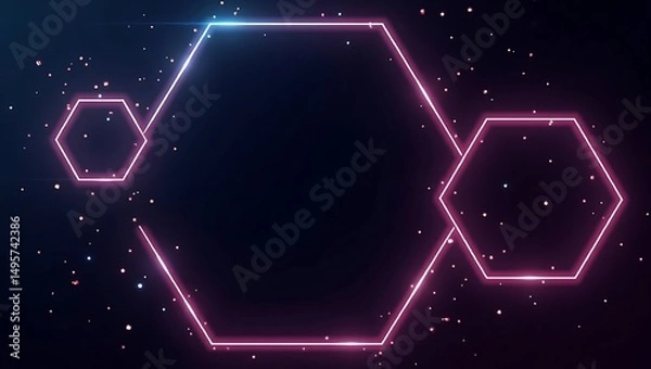 Fototapeta Futuristic Abstract Background with Glowing Hexagons and Particle Effects for Technology
