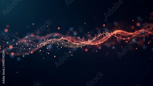 Obraz Abstract data stream visualization with glowing particles in dark environment