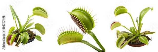 Obraz Set of Venus flytrap isolated on a transparent background.