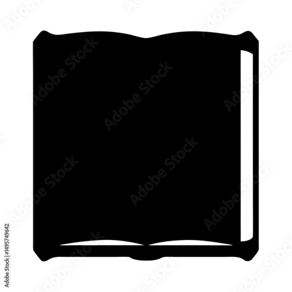 Fototapeta Stylized black book with visible pages in a minimalist silhouette design