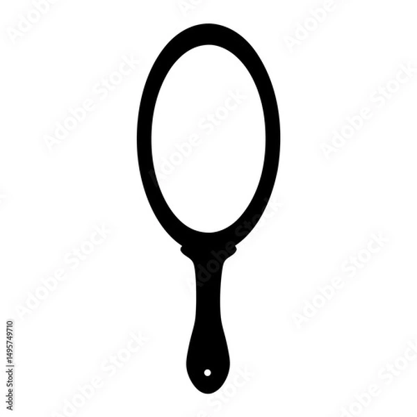 Fototapeta Elegant handheld mirror silhouette on a white background with simple design