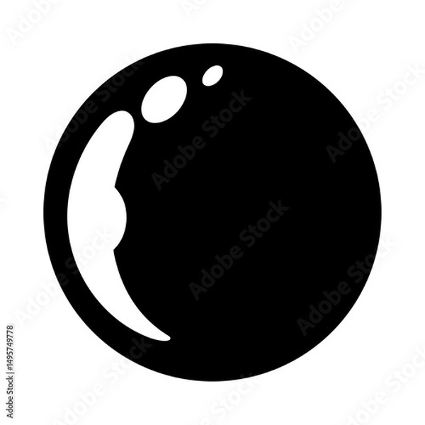 Fototapeta A shiny, black sphere with gloss, light reflection and dramatic contrast