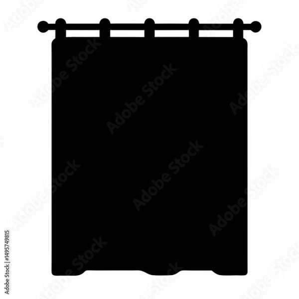 Fototapeta A black and white minimalist image of a window curtain covering frame