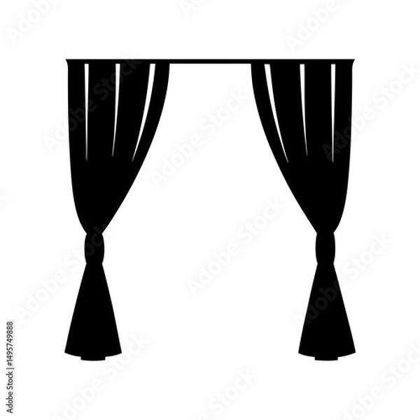 Fototapeta Dramatic black curtains with ties create a bold focal point and design