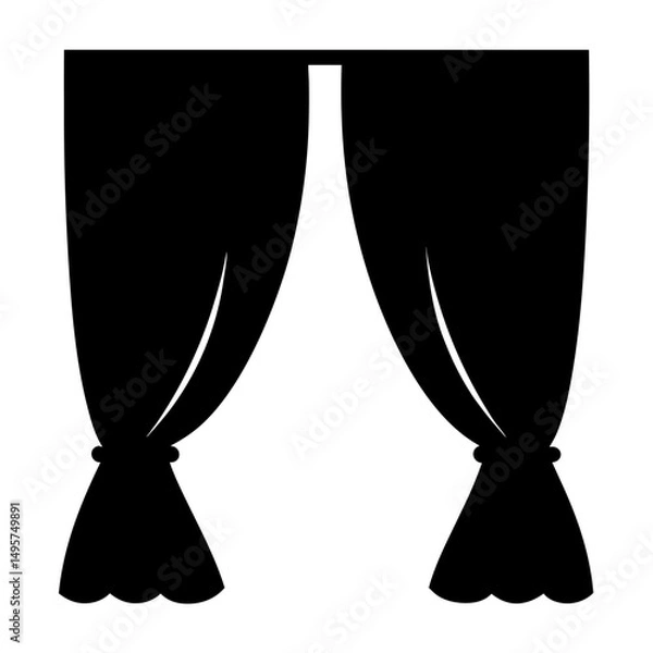 Fototapeta Silhouette of elegant theater style curtains drawn open for a performance