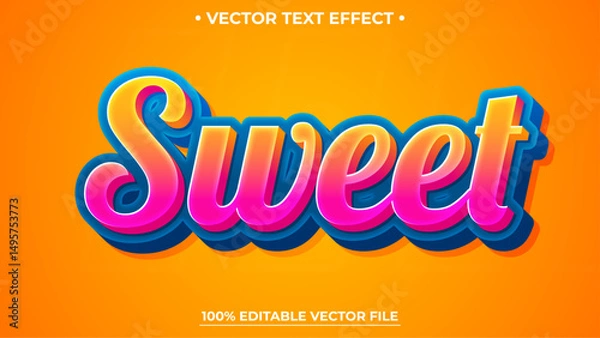 Fototapeta Editable text effect Editable Sweet 3d Colorful font style perfect for logo title or heading
