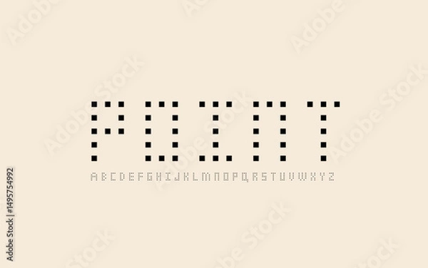 Fototapeta Square Dotted Pixel Font Alphabet for Futuristic Tech and Digital Design Projects
