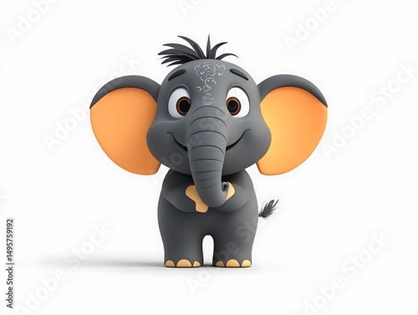 Fototapeta 愛らしいゾウの赤ちゃん、白い背景