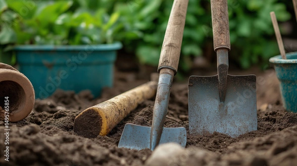 Fototapeta Labor day concepts. Symbols associated with Labor day and construction equipment and representations of manual labor. generated AI Illastration.