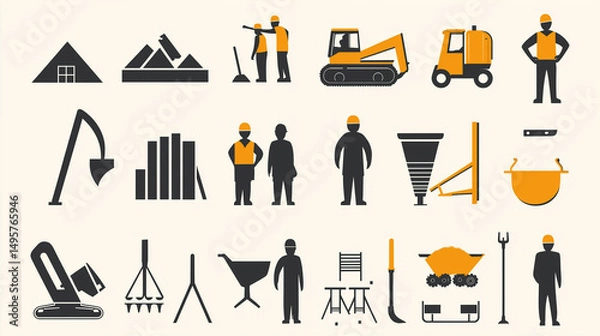 Fototapeta Labor day concepts. Symbols associated with Labor day and construction equipment and representations of manual labor. generated AI Illastration.