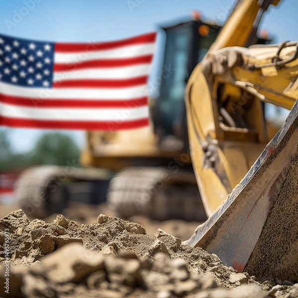 Fototapeta Labor day concepts. Symbols associated with Labor day and construction equipment and representations of manual labor. generated AI Illastration.